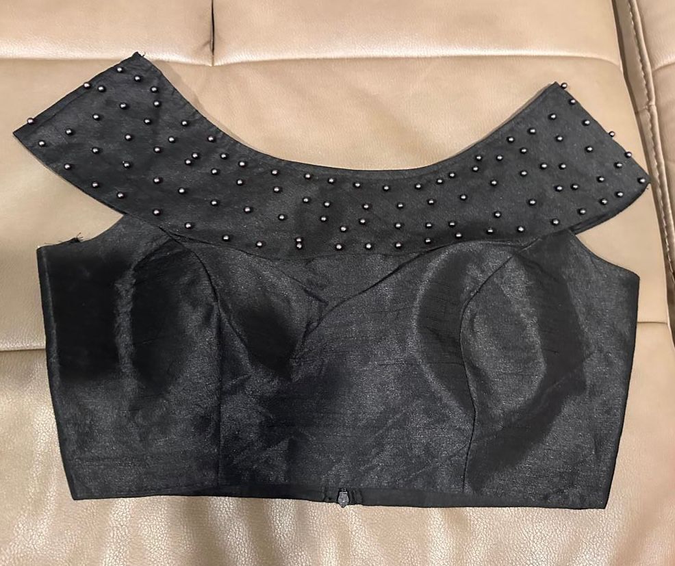 Statement Pearl Neck Blouse